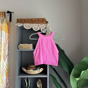 aerie ribbed high neck cropped tank